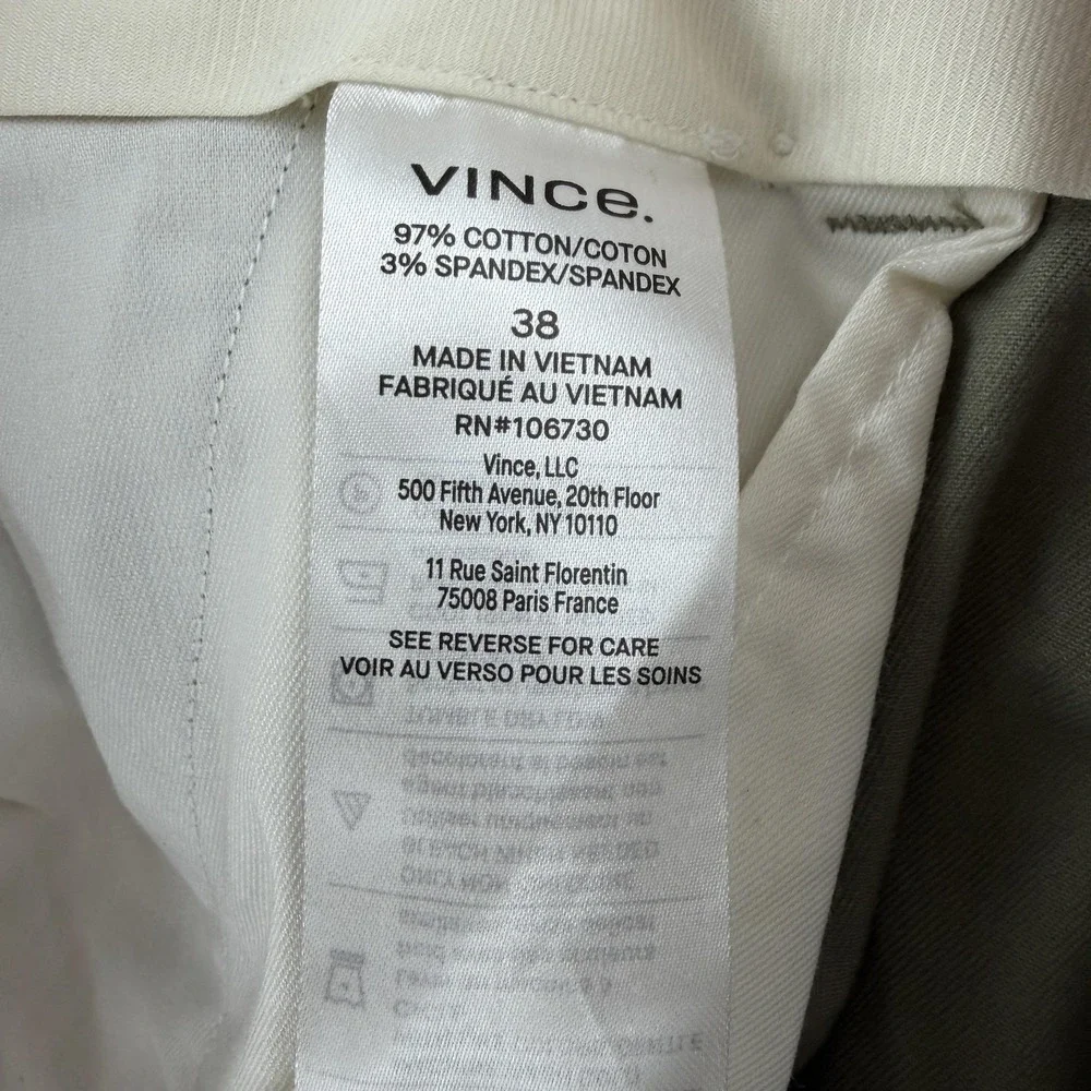 Vince Griffith Slim Fit Chino Pants Mens 38x31 Green Stretch M8153-2540